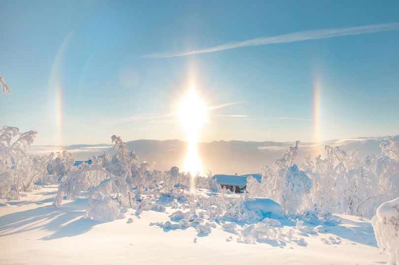 Incredibly rare Ice Rainbow Light Pillar