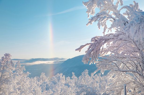 Incredibly rare Ice Rainbow Light Pillar 