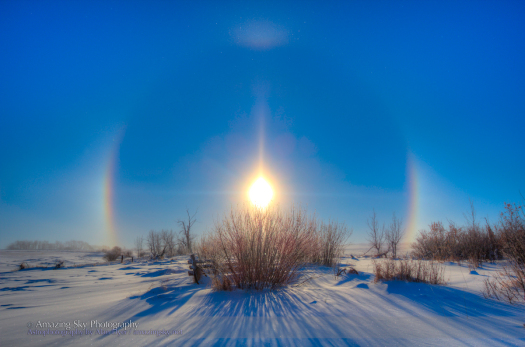 Solar Halo in a Cold Blue Sky