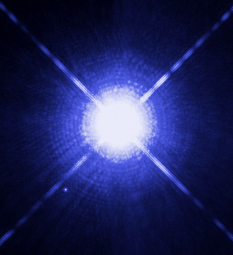 哈伯太空望遠鏡拍攝到的天狼星A和天狼星B