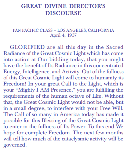 Ascended Master Discourse 16