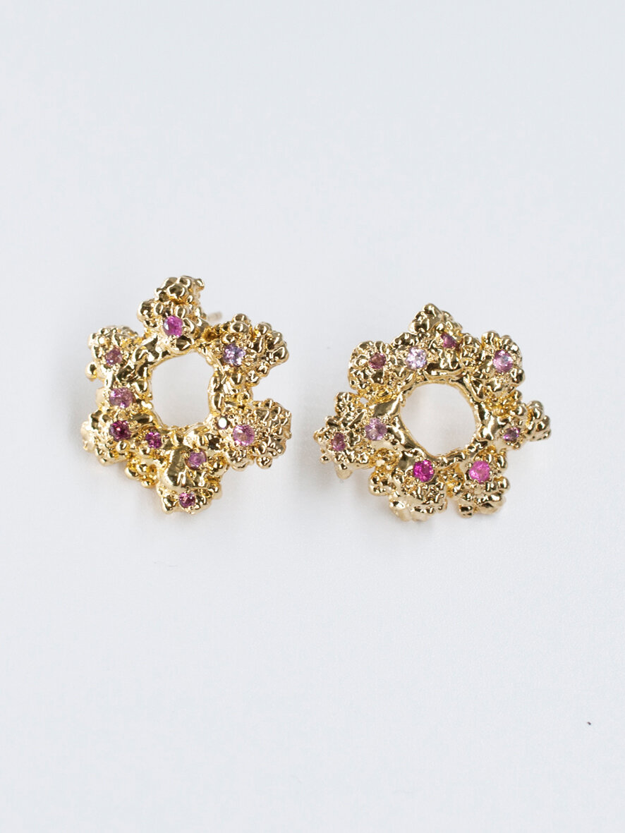earrings grotta hole - gold plated and tourmalines