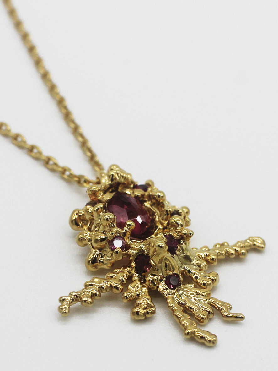 pendant grotta small - gold plated and tourmalines