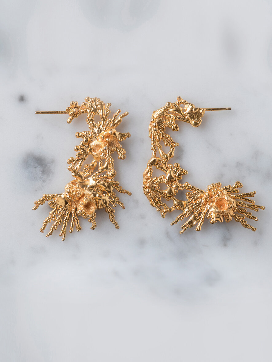 earrings acropora half circle - gold plated