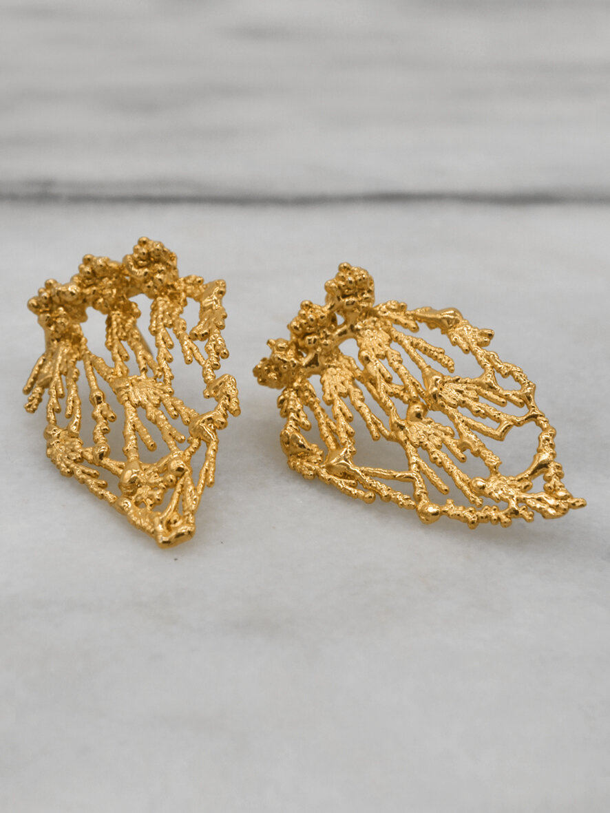 earrings acropora triangle - gold plated