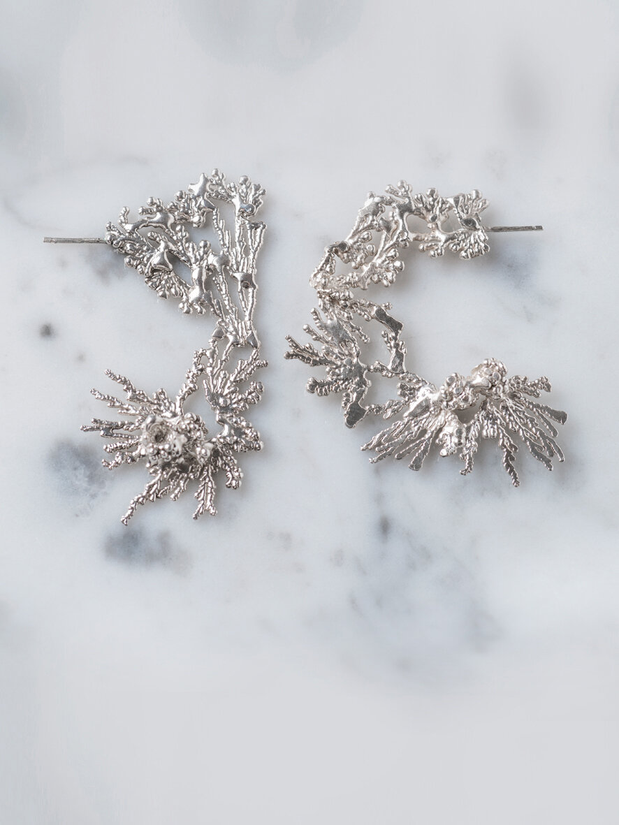 earrings acropora half circle - sterling silver
