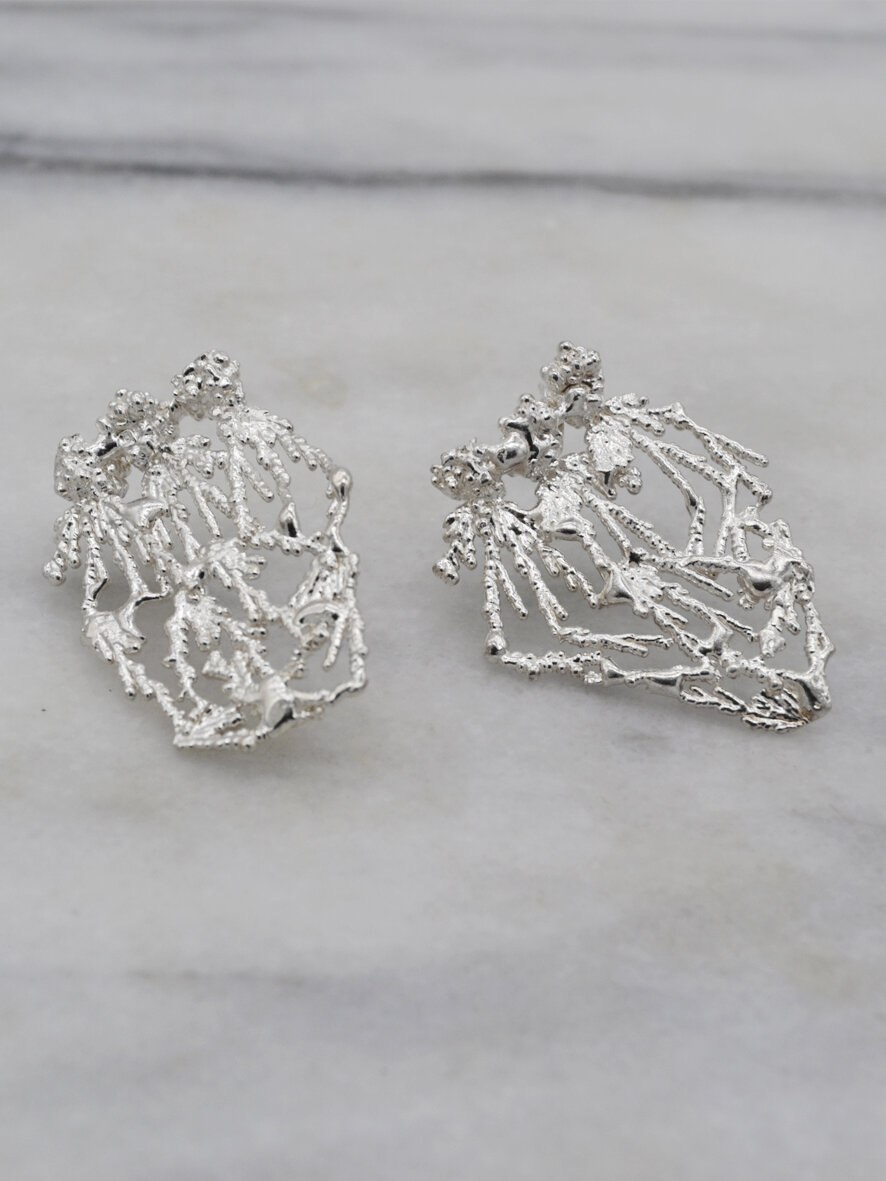 earrings acropora triangle - sterling silver