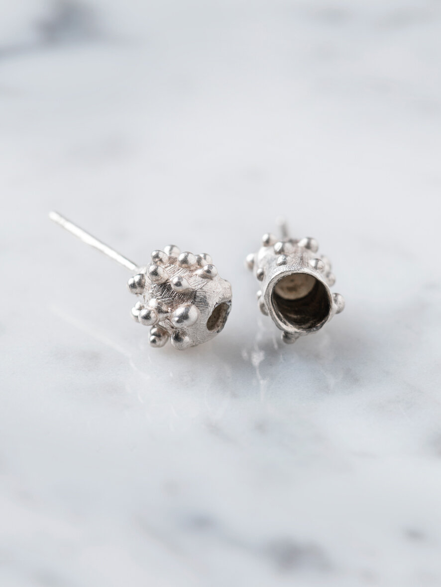 earrings coral millepora medium - sterling silver