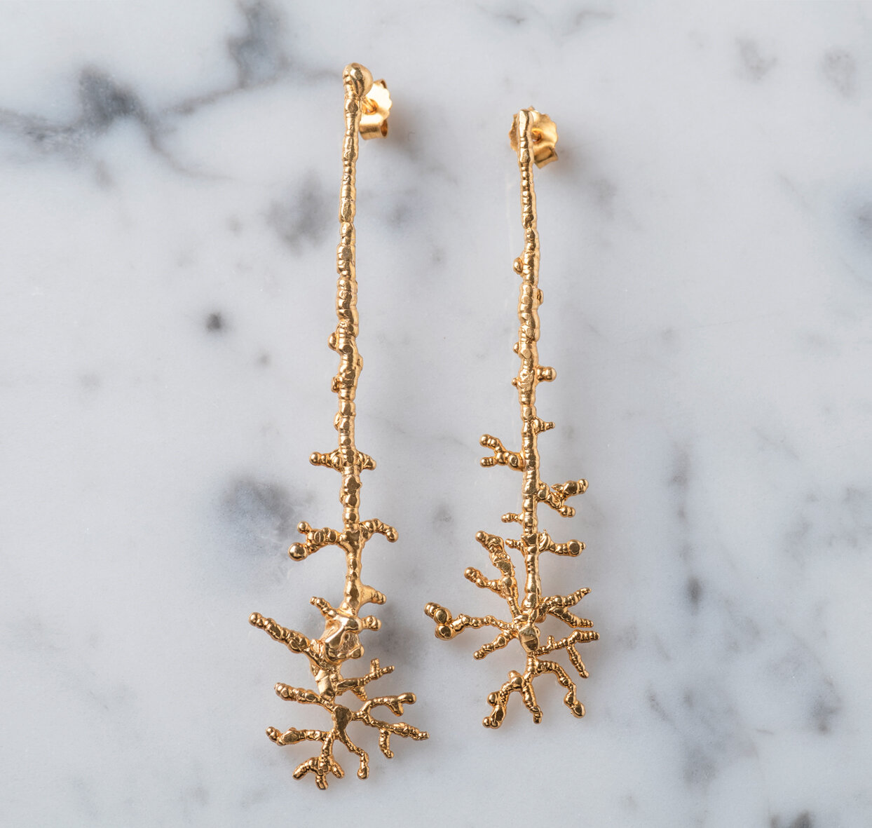 earring long millepora - gold plated