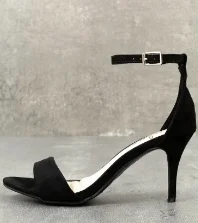 taylor black suede ankle strap heels