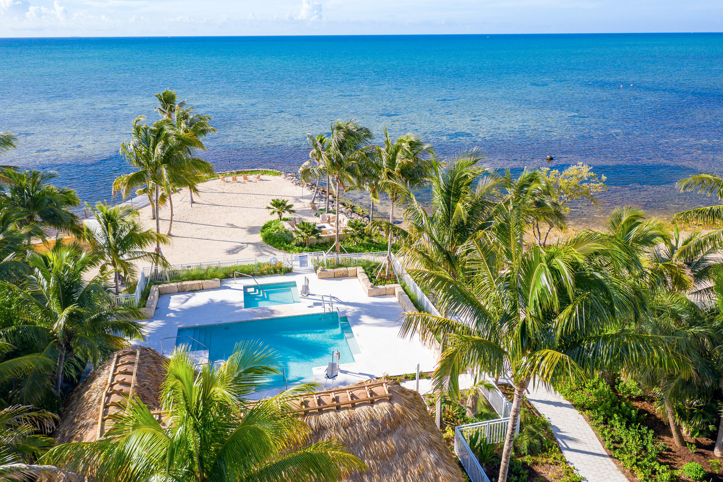  Aerial View Of The Islands Of Islamorada Tiki Bar And Pool With Ocean View. 