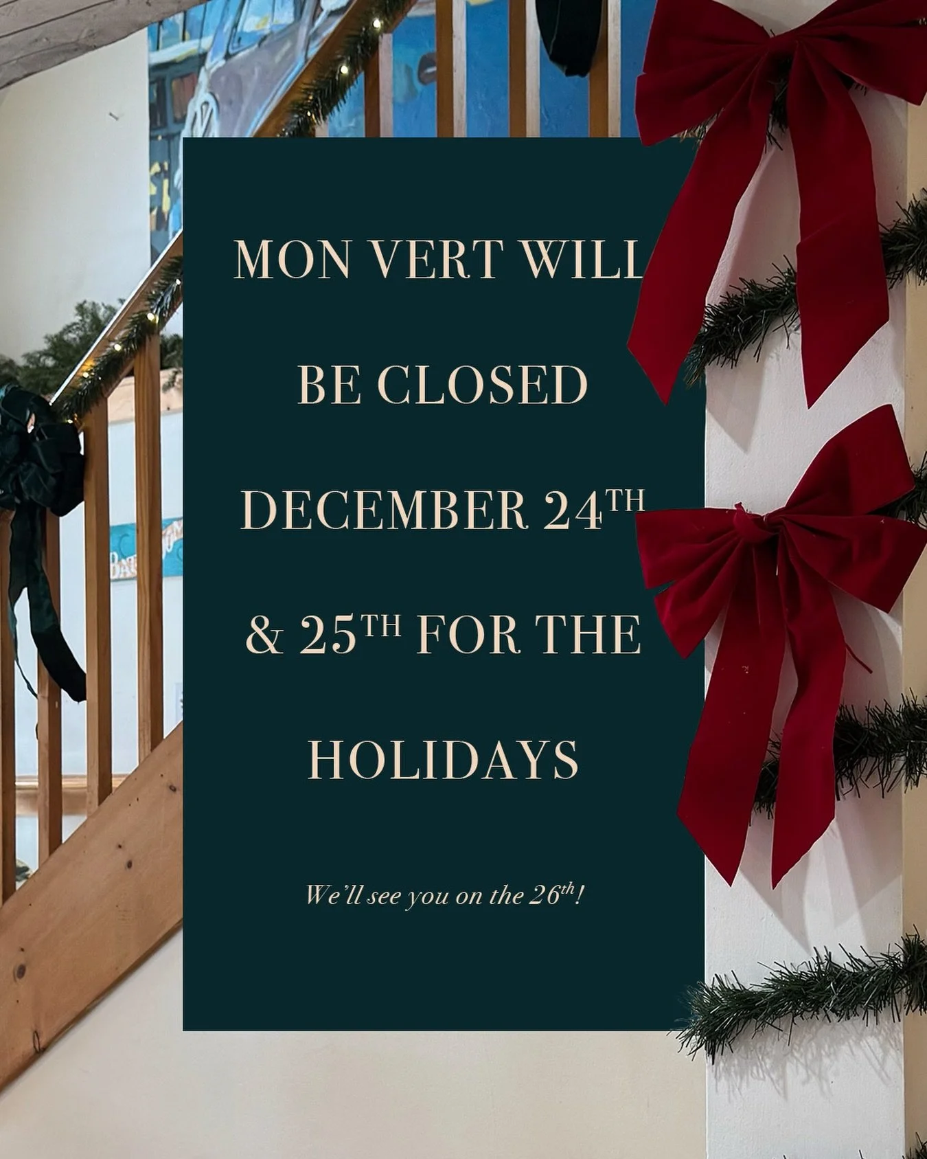 Seasons greetings to all of our coffee lovers out there! The cafe will be closed on December 24th and 25th so that our staff can celebrate with their loved ones. 🎄

We look forward to helping everyone wake up on the 26th with some deliciously caffei