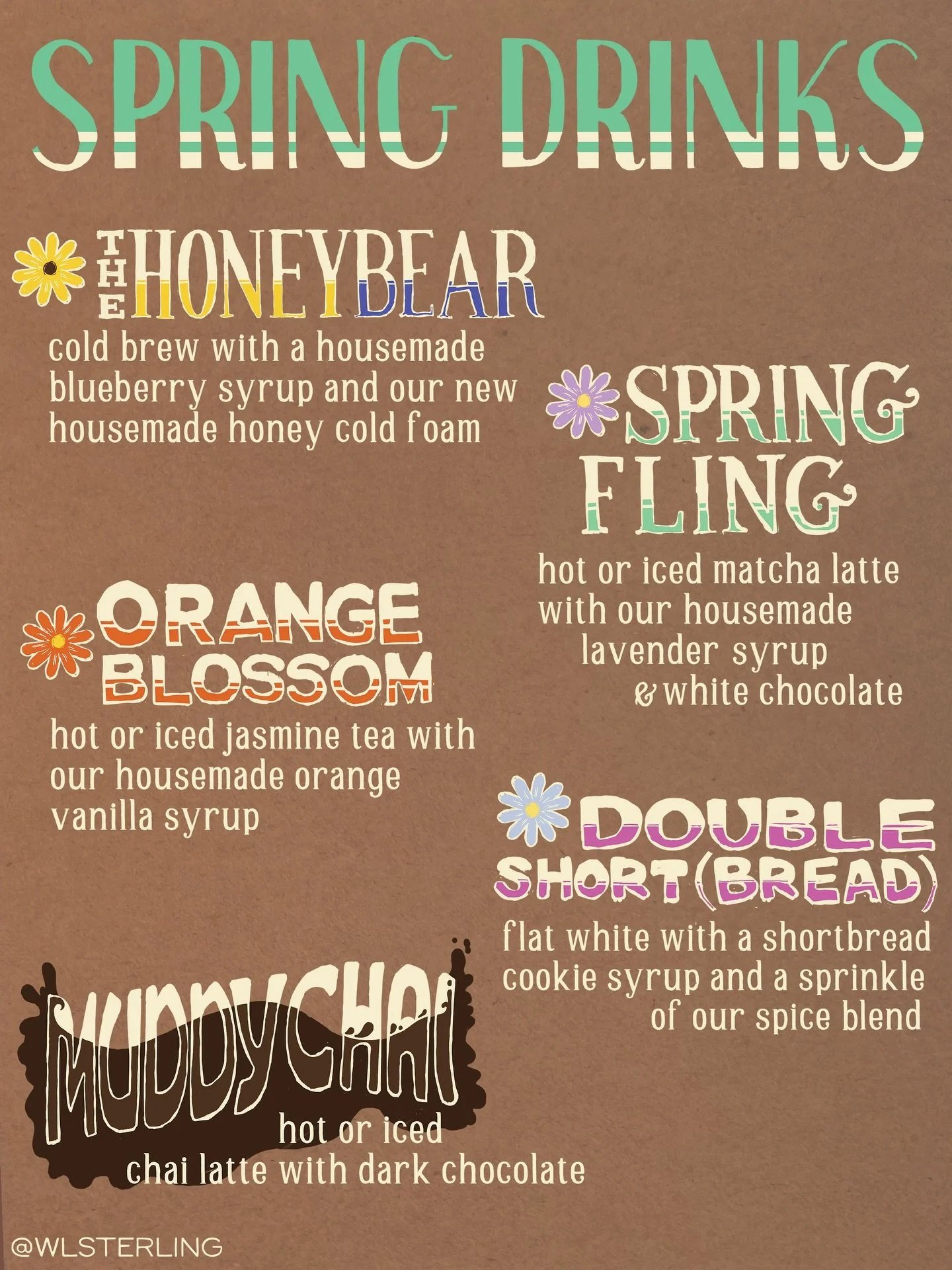 Spring has sprung which means new drink specials! 🌼🌸 Which one will you be trying first? 

Sign design by local artist and our lead baker @wlsterling ☺️

#monvert #monvertcafe #springdrinks #woodstockvt #cafeculture @woodstockvt