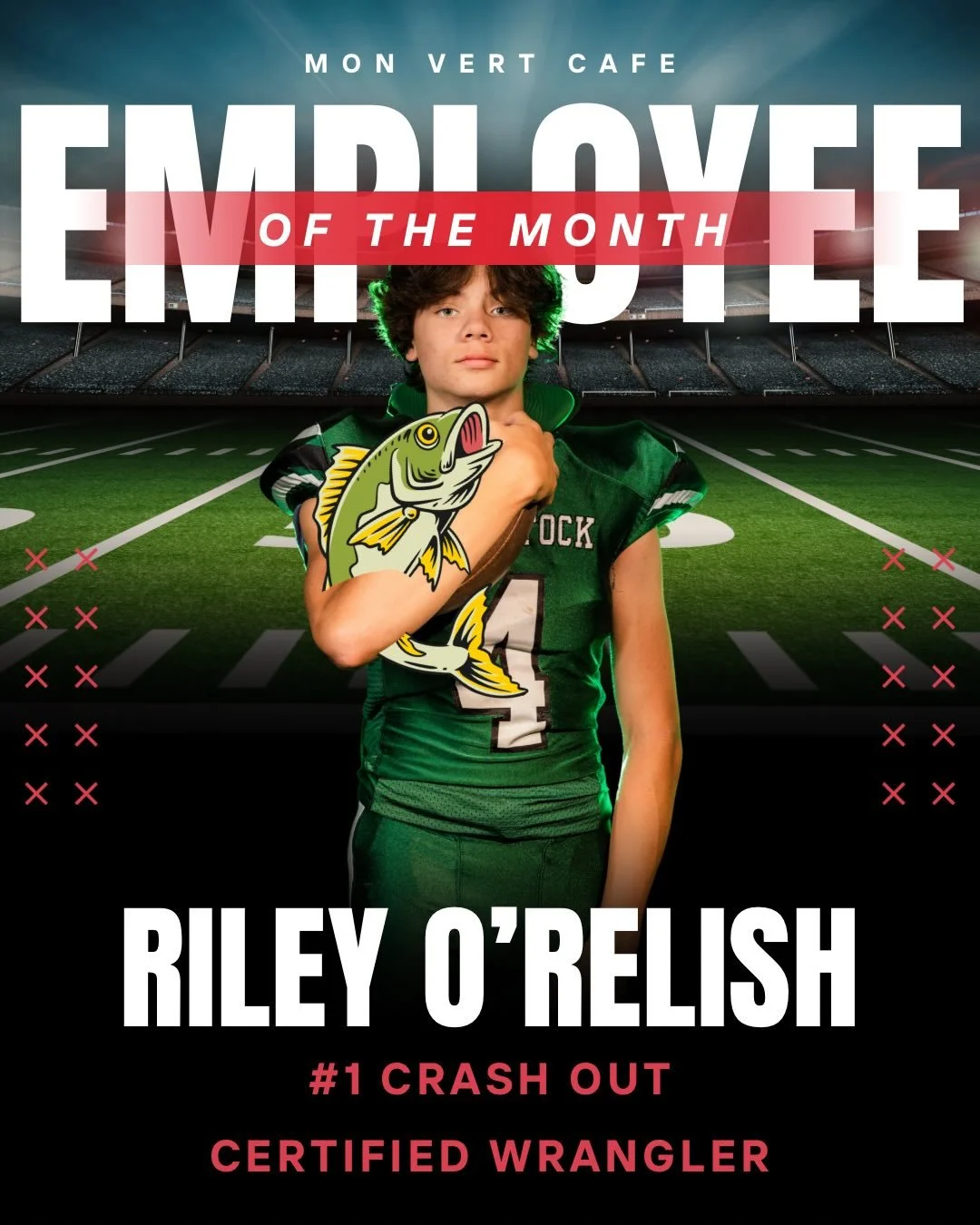The seasonal Employee of the Month this time around could be no other than WUHSMS graduating senior, and captain of the varsity baseball team- Riley!  We&rsquo;re honored to have watched him grow up, starting at the cafe as a young dishwasher and now