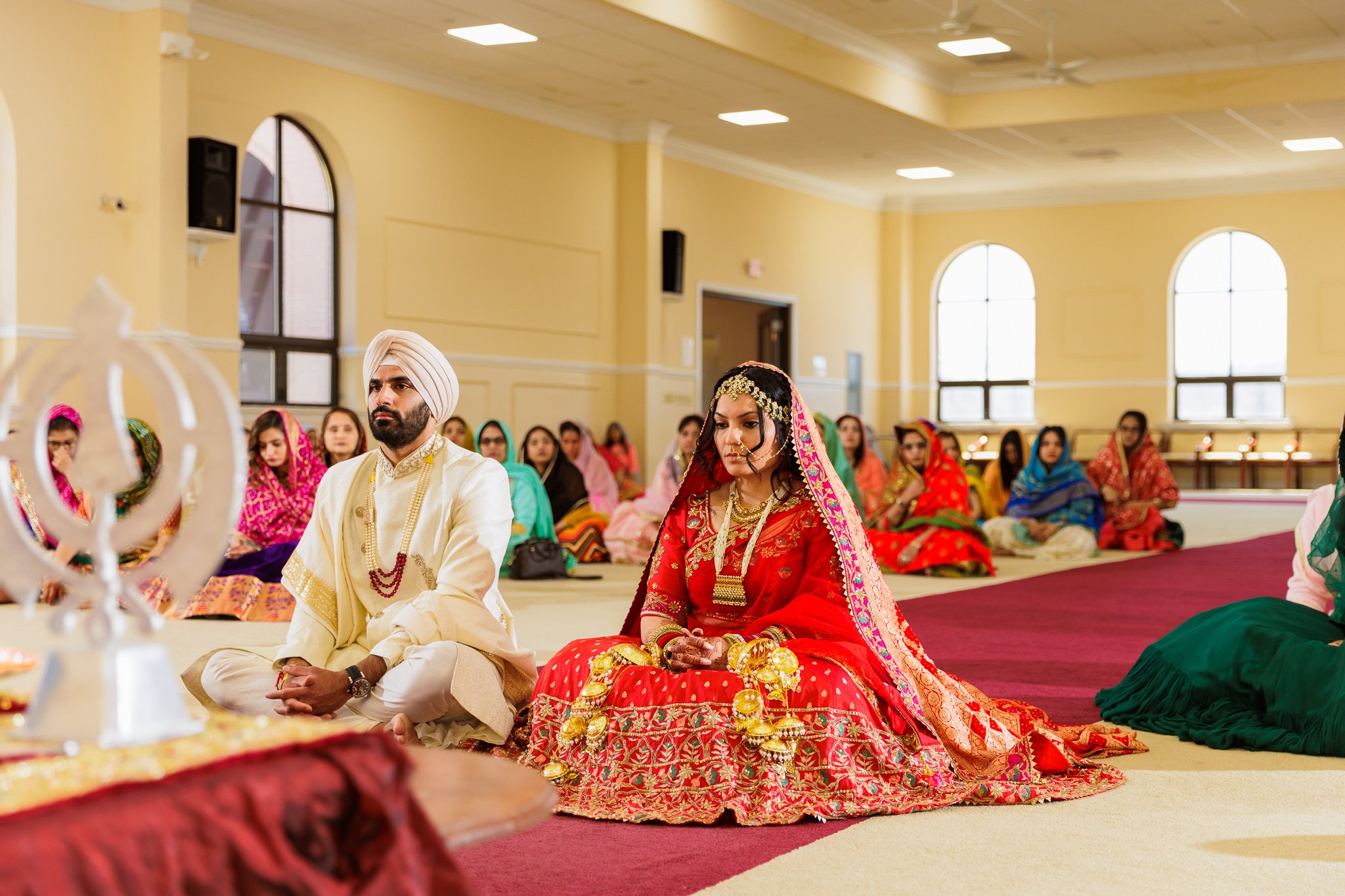 Sikh Bride and Groom in Gurudwara During their  Wedding