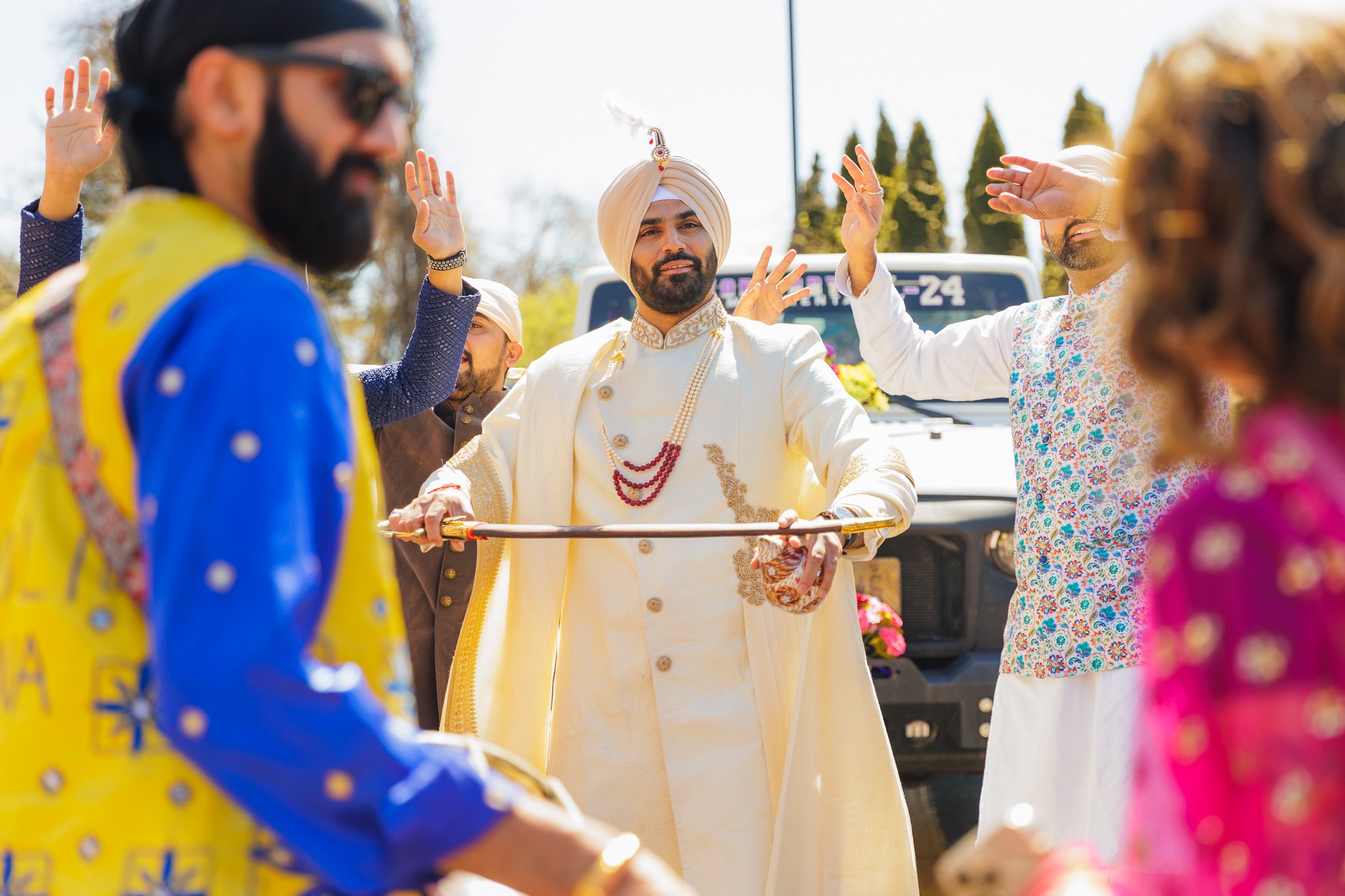 Sikh groom and his Baraat  from a Sikh Wedding at Bridgewater Gurudwara