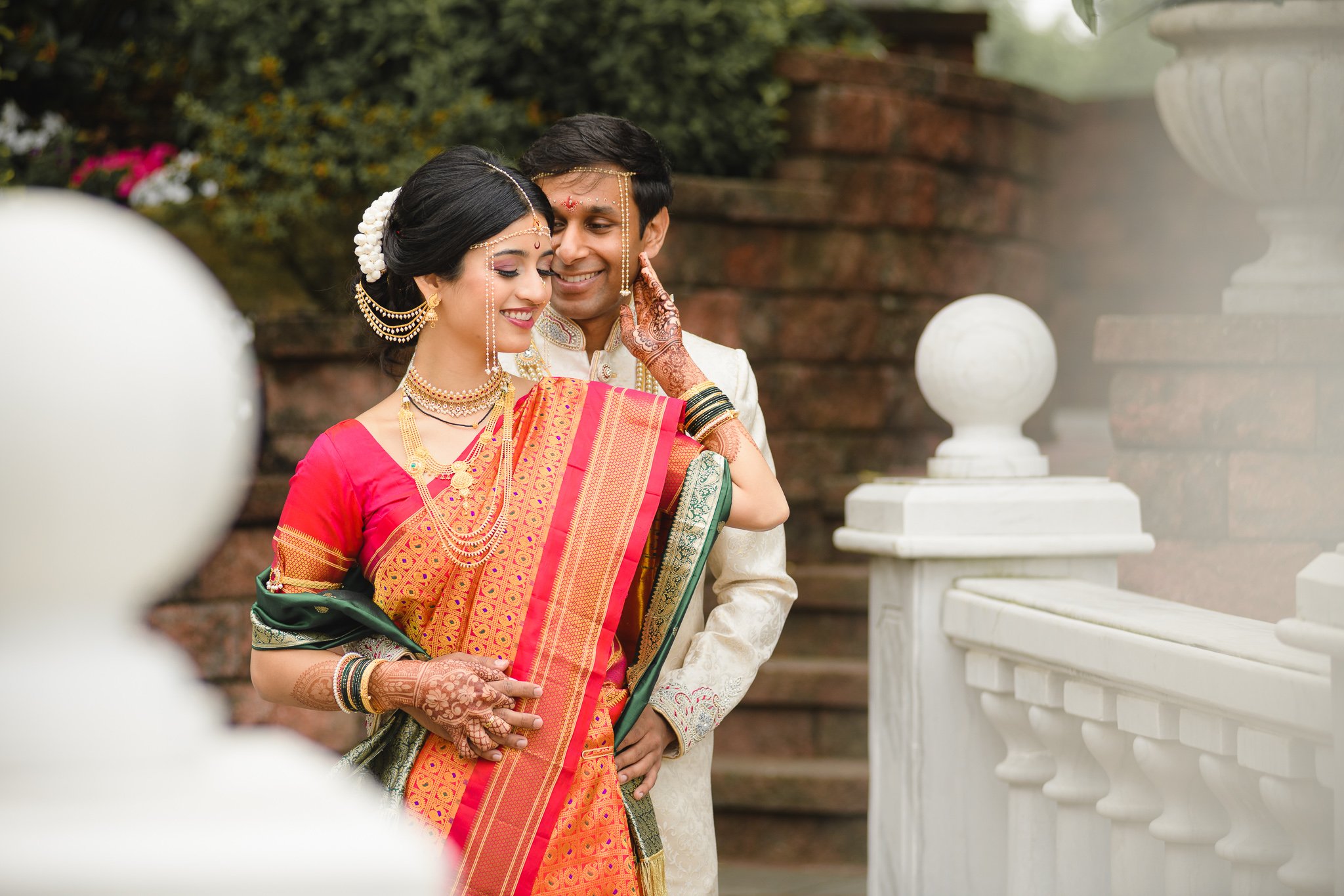 Indian couple in their traditional Indian outfit at Lucien's Manor at Berlin, NJ