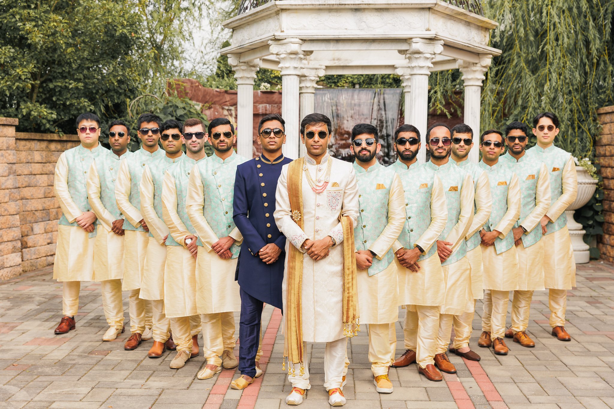 Group photos of groom's men in traditional Indian outfit
