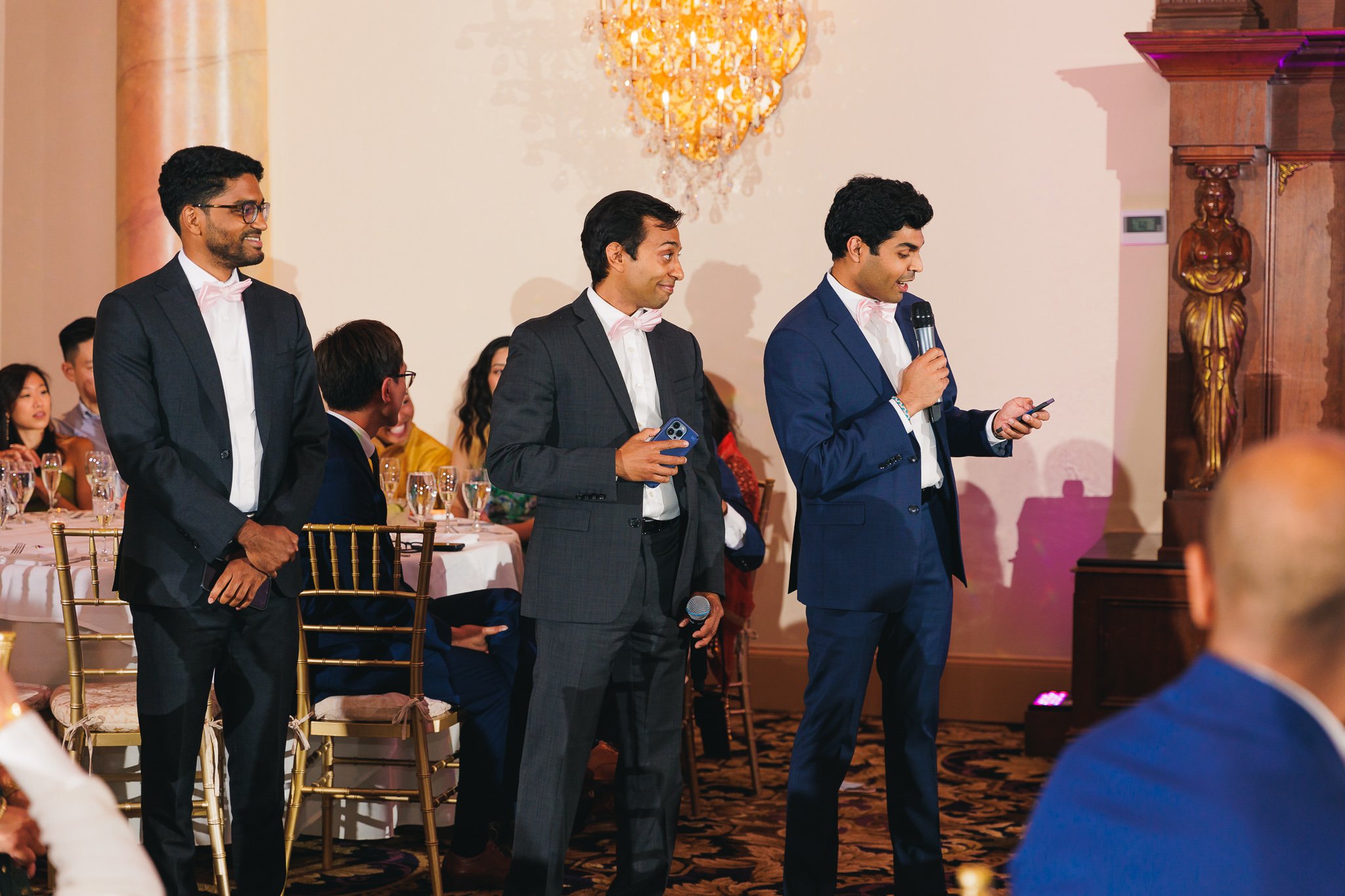 Groom's men giving a toast during reception