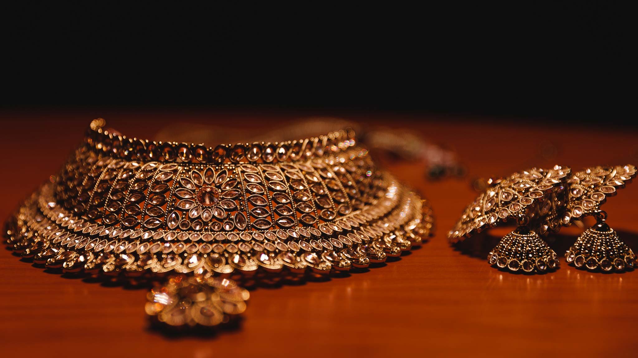  Artistic wedding photo of an Indian bride’s jewelry  
