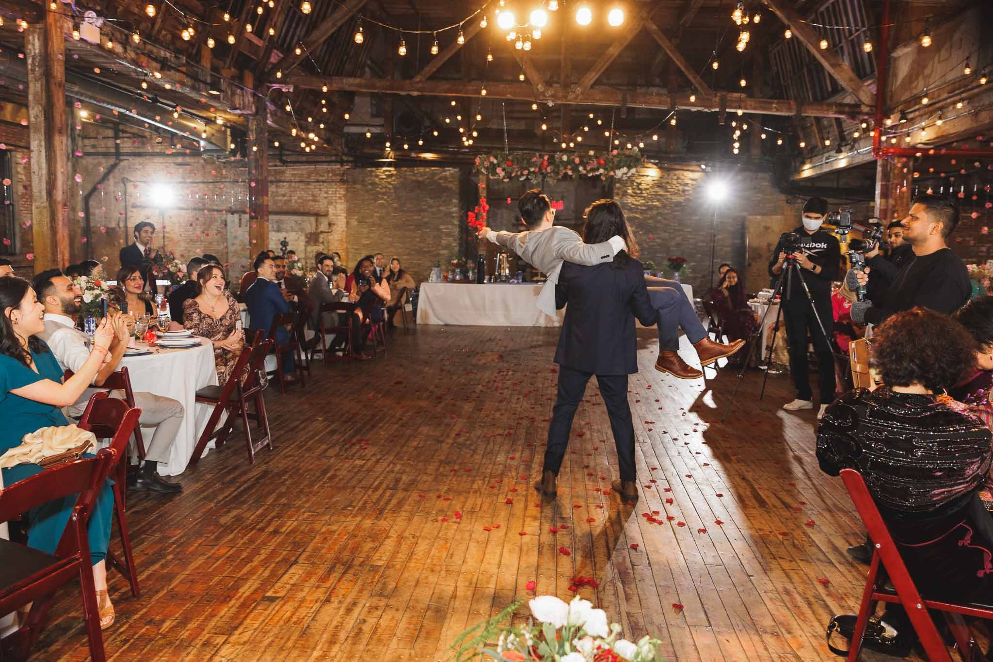Couple Dancing, Couple Dancing with Guests at Wedding, Wedding Party at Greenpoint Loft