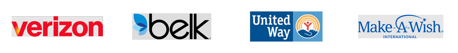 Selected client logos: Verizon, Belk, United Way and Make-A-WishSelected client logos: Verizon, Belk, United Way and Make-A-Wish