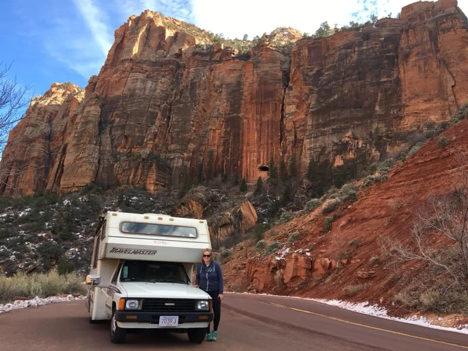 My 1986 camper and I in Zion National Park, Utah. February 2019