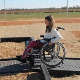 ADA Access Ramp Our ADA ramp systems, made from roto-molded plastic, allow for easier transitions into your timber-bordered play environment. These systems are designed for timbers that are 12 inches high. Available in full and half systems. 
