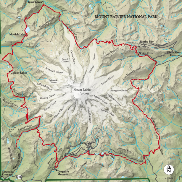 MOUNT RAINIER WONDERLAND TRAIL MAP