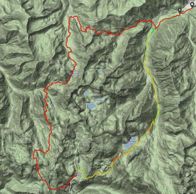 How to get to Capitol creek circuit loop (super loop) map of trail in Colorado.