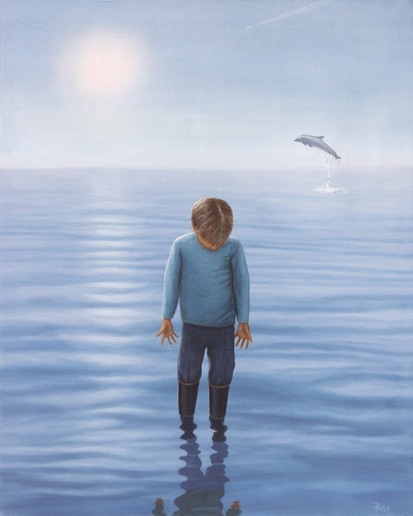 Boy with Boots and Dolphin