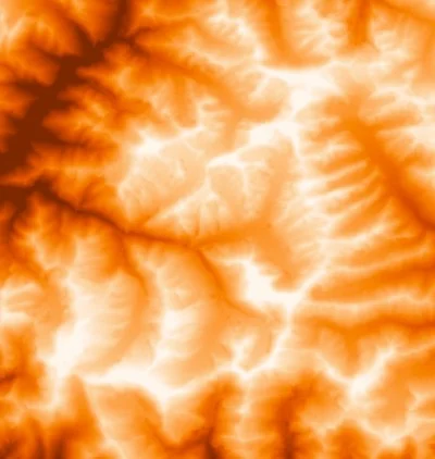 Relief map of the Nanda Devi Sanctuary and the Rishi Ganga gorge. The lighter the colour, the higher the elevation.