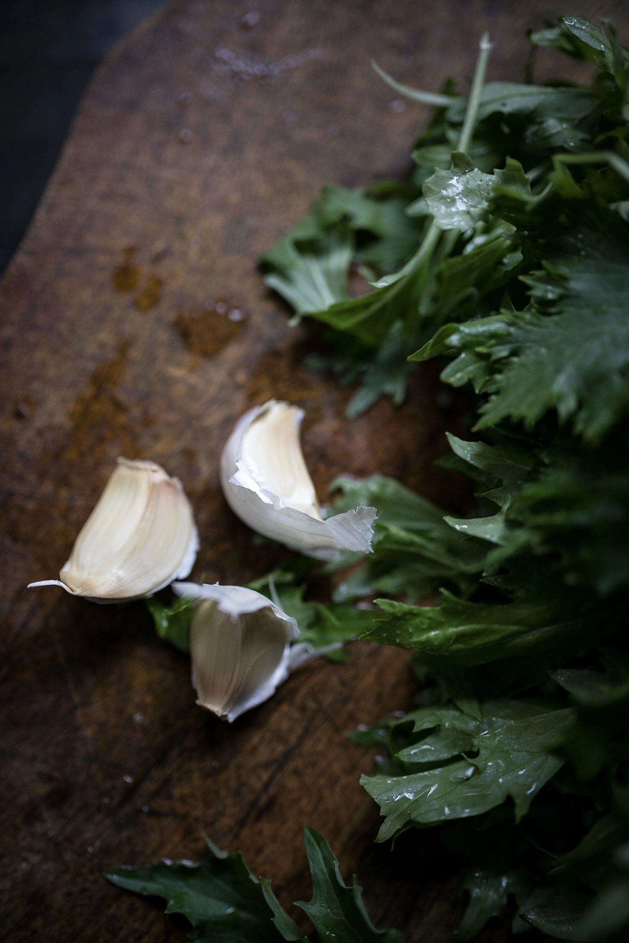 Garlic is imperative here, but if you want a little less intense of a pesto, add only two cloves