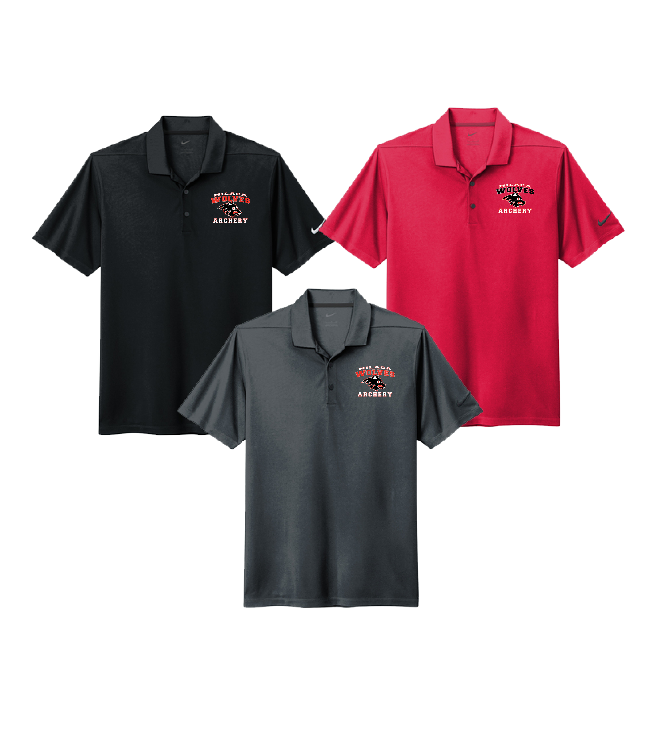 Milaca Archery Collegiate Wolf Embroidery // Regular Nike Dri-FIT Micro Pique 2.0 Polo