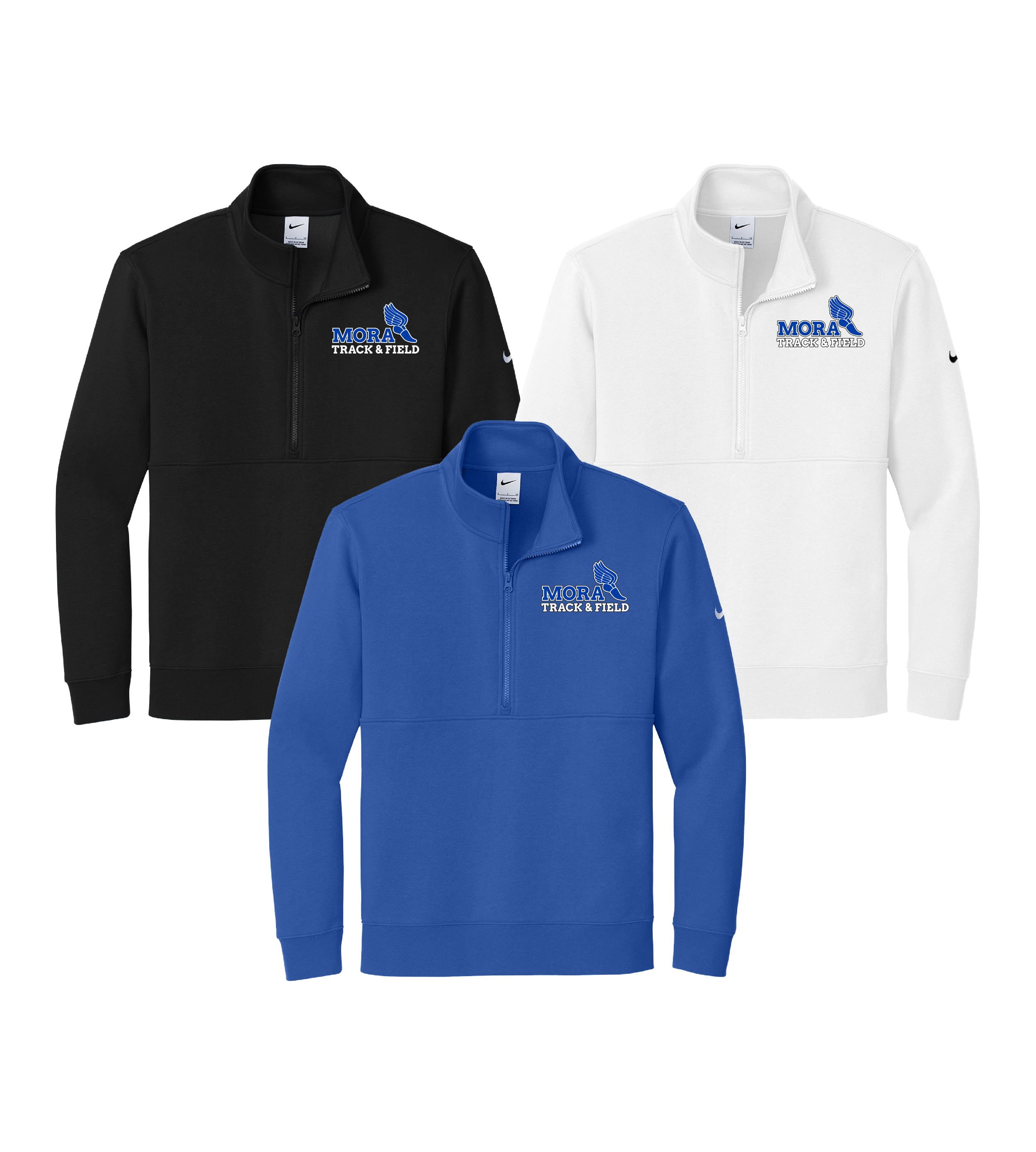 Mora Track & Field Shoe Embroidery // Nike Club Fleece Sleeve Swoosh 1/2-Zip
