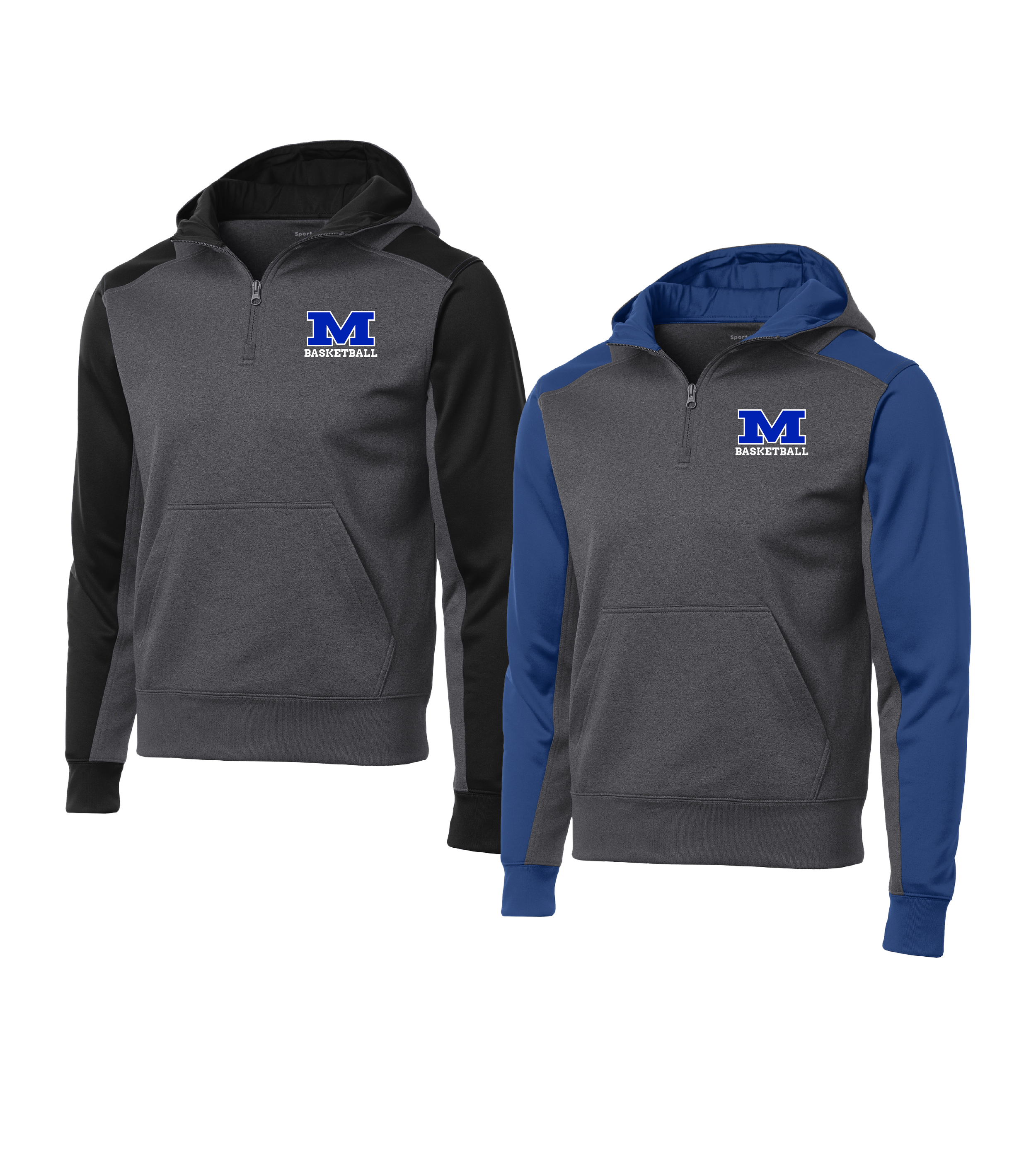 Mora Basketball M Embroidery | Tech Fleece Colorblock 1/4-Zip Hooded Sweatshirt