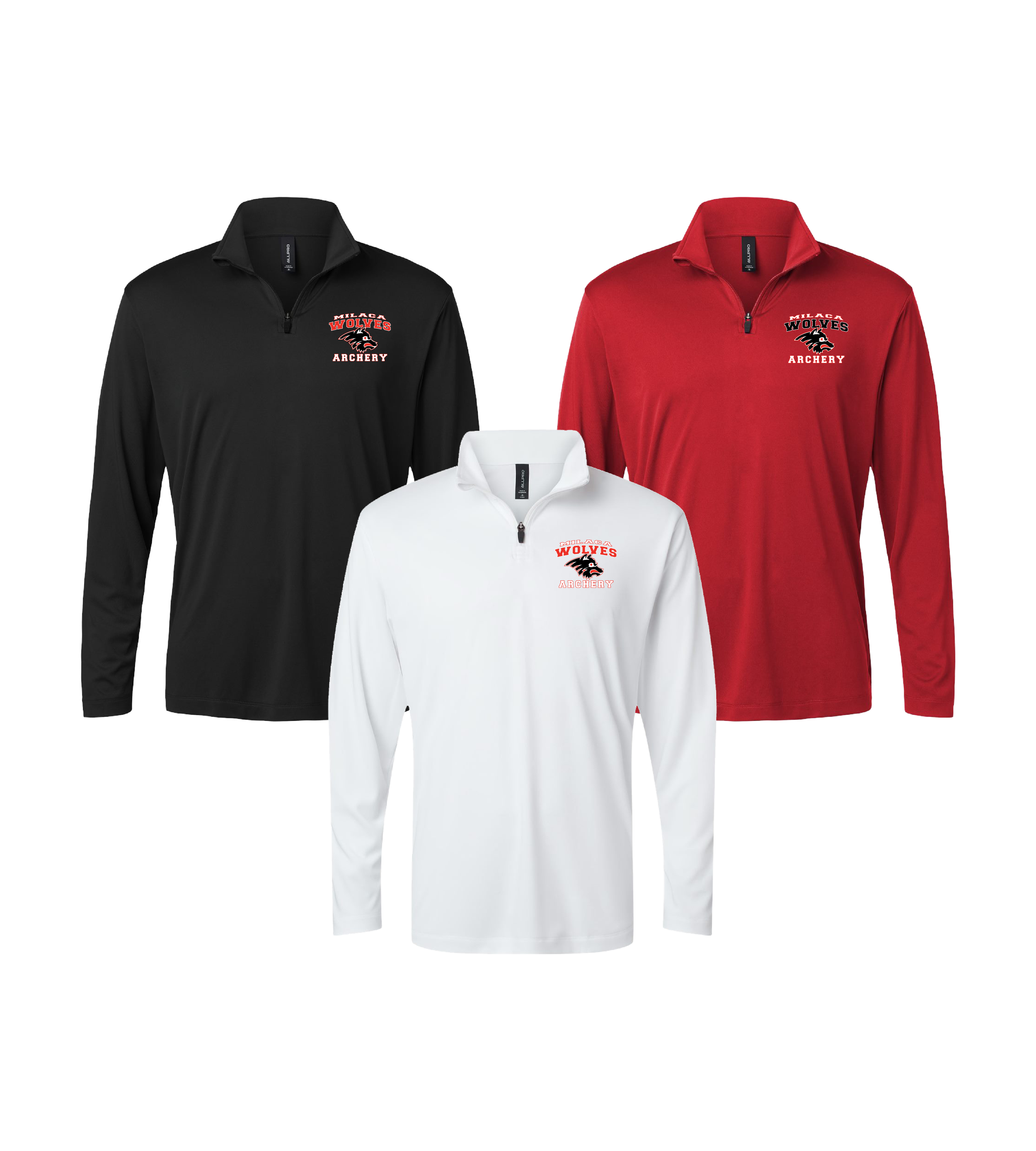 Milaca Archery Collegiate Wolf Embroidery // Men's Pro-Lock Performance Quarter-Zip Pullover