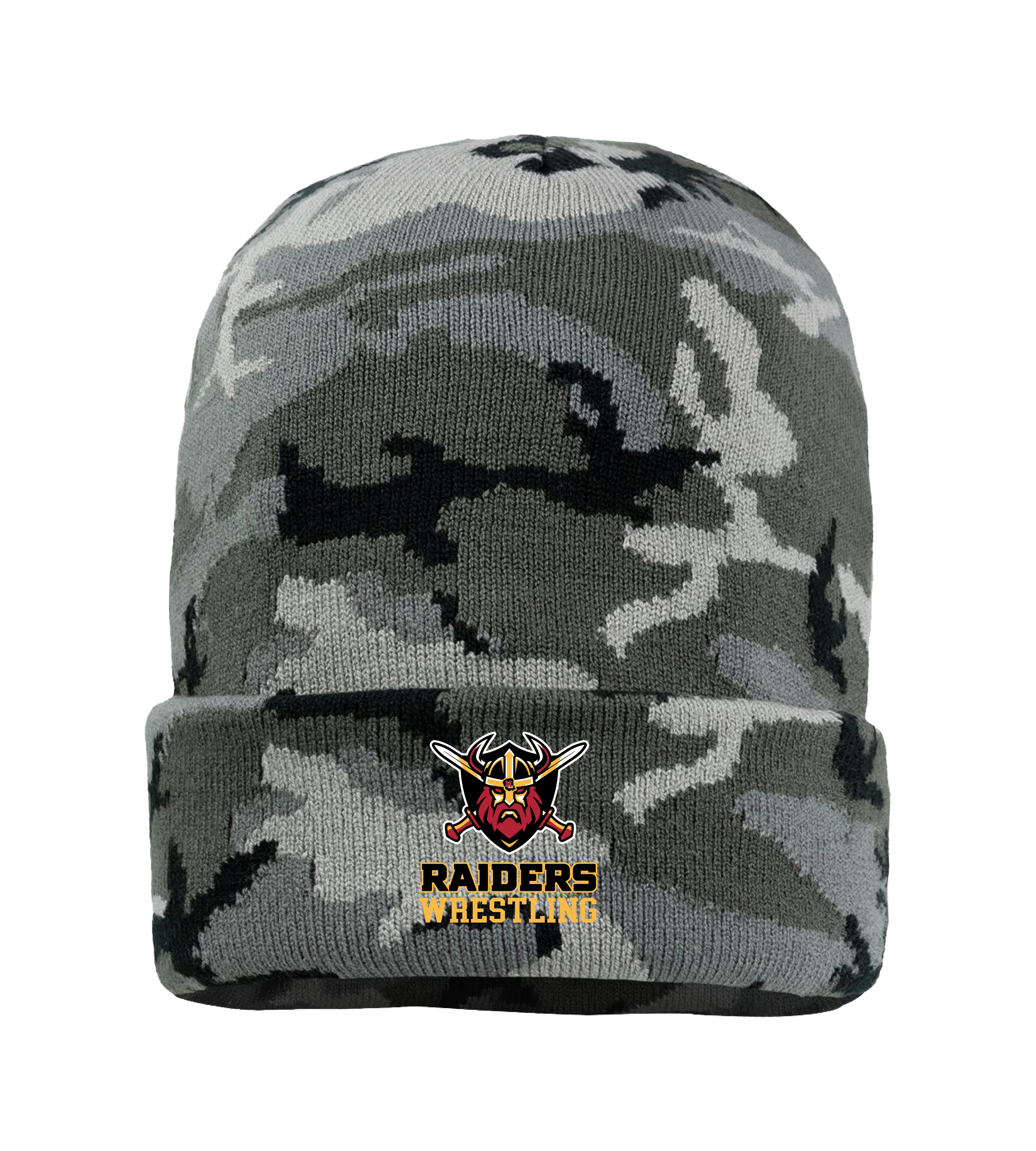 2025_12 MilleLacsRaiders_Wrestling_Vertical Stacked Shield EMB_SP12_Grey Camo.png