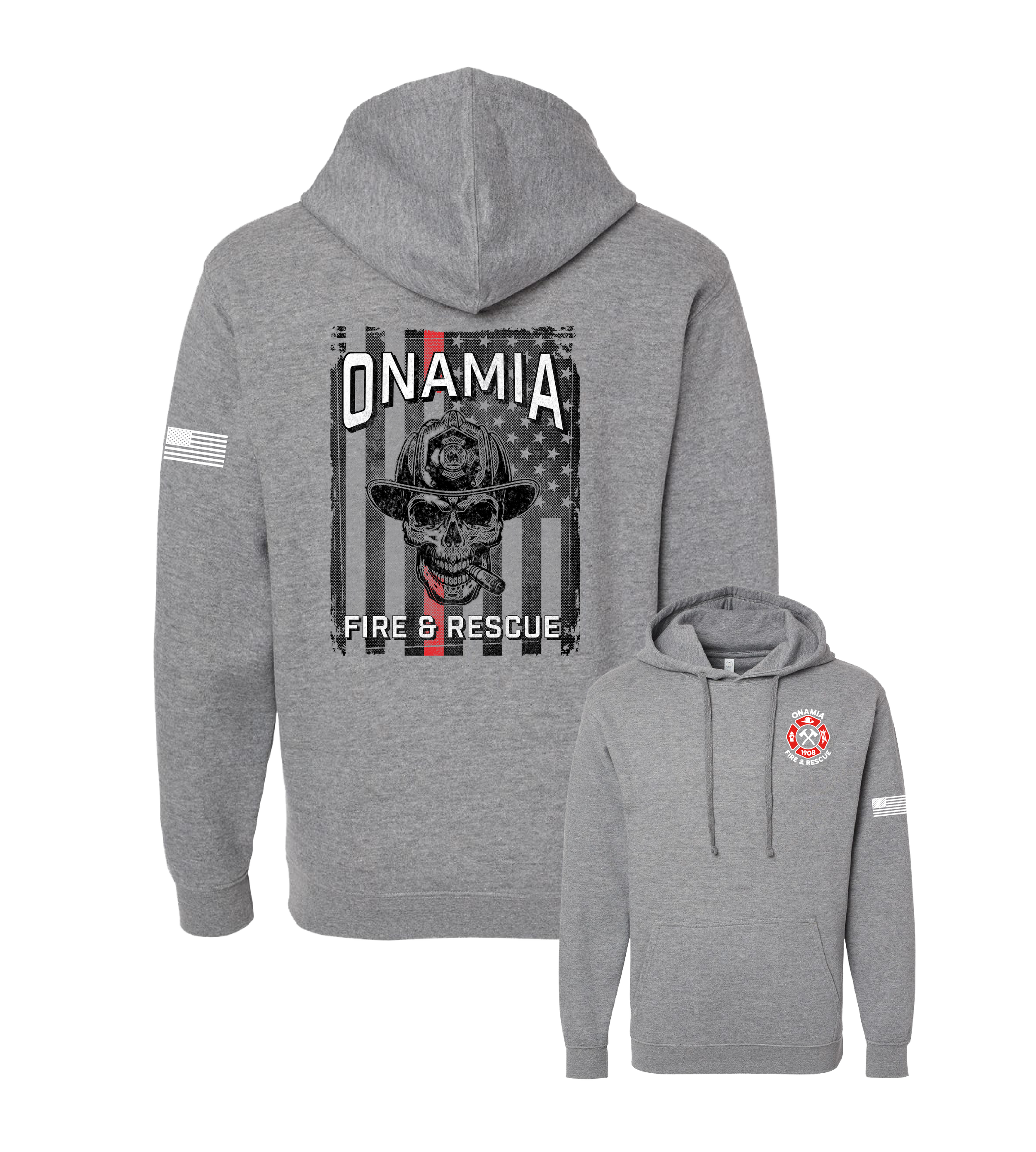 Onamia Fire & Rescue Cigar Skull // Unisex Elevated Fleece Hoodie Sweatshirt