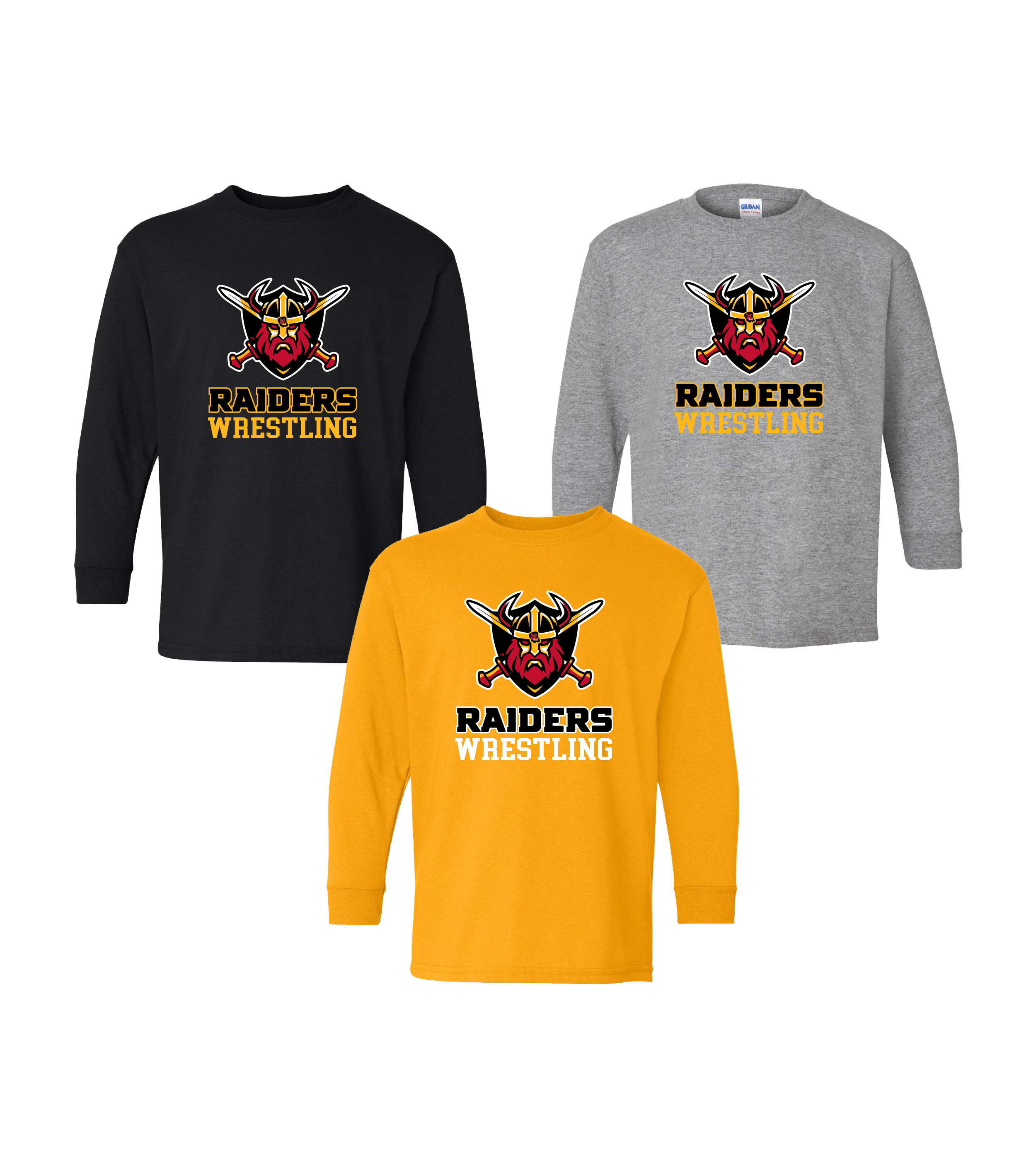 MLR Wrestling Vertical Stacked Shield // Youth Heavy Cotton™ Long Sleeve T-Shirt