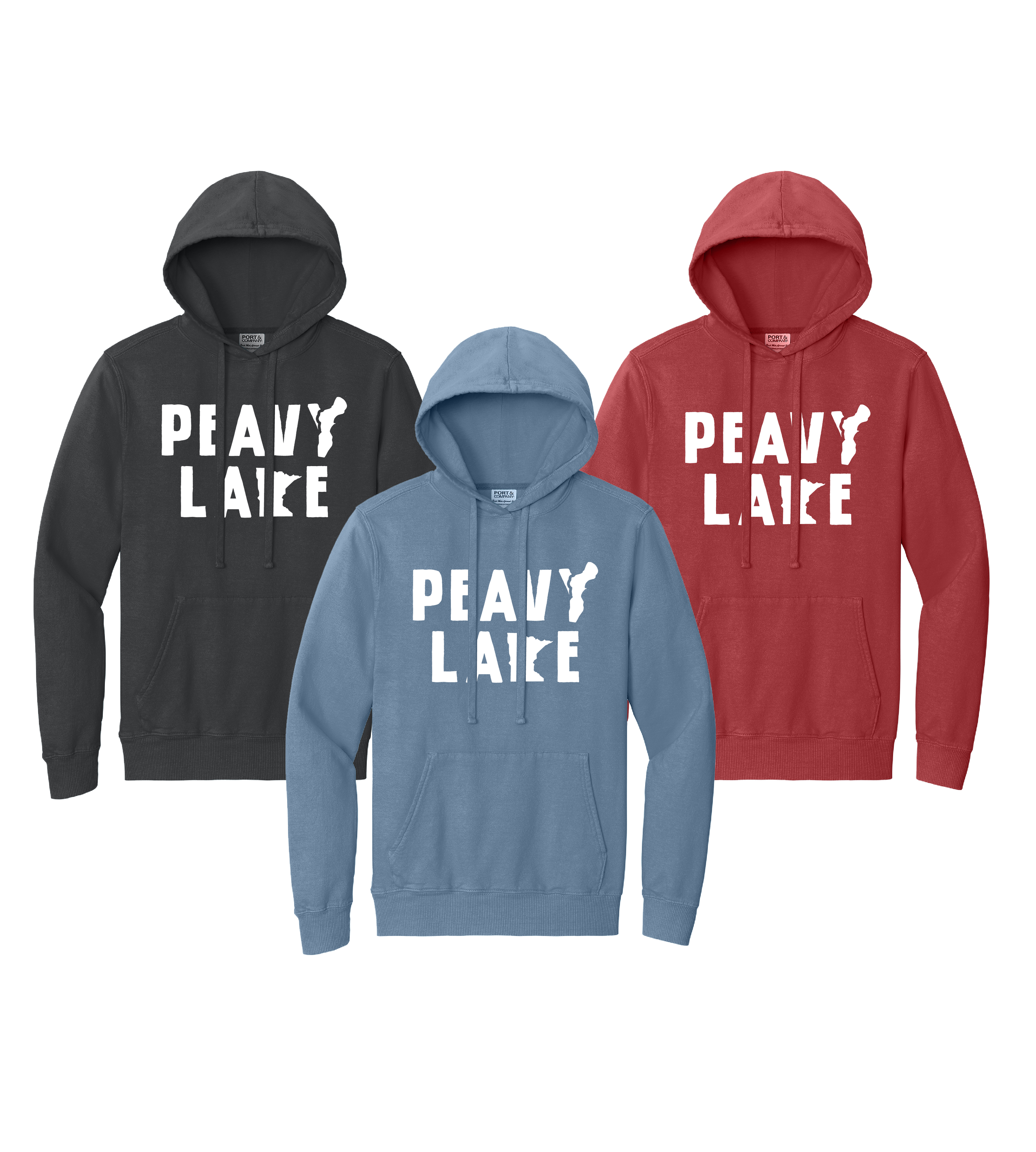 Peavy Lake - State/Lake Shapes // Beach Wash® Garment-Dyed Pullover Hooded Sweatshirt