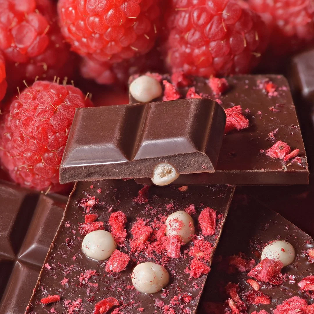 Raspberry Dark Chocolate with white chocolate crunch