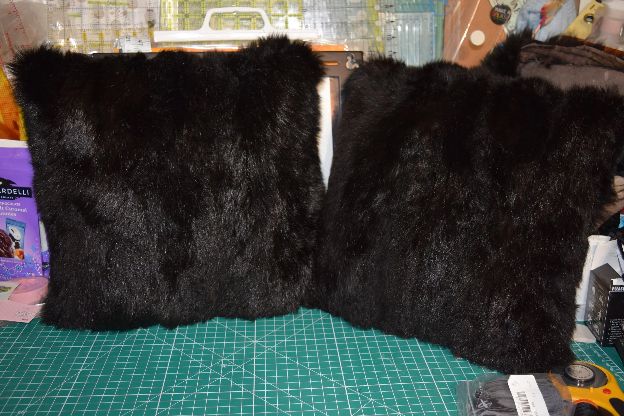 Making Fur Pillows from the Lining of a Jacket.