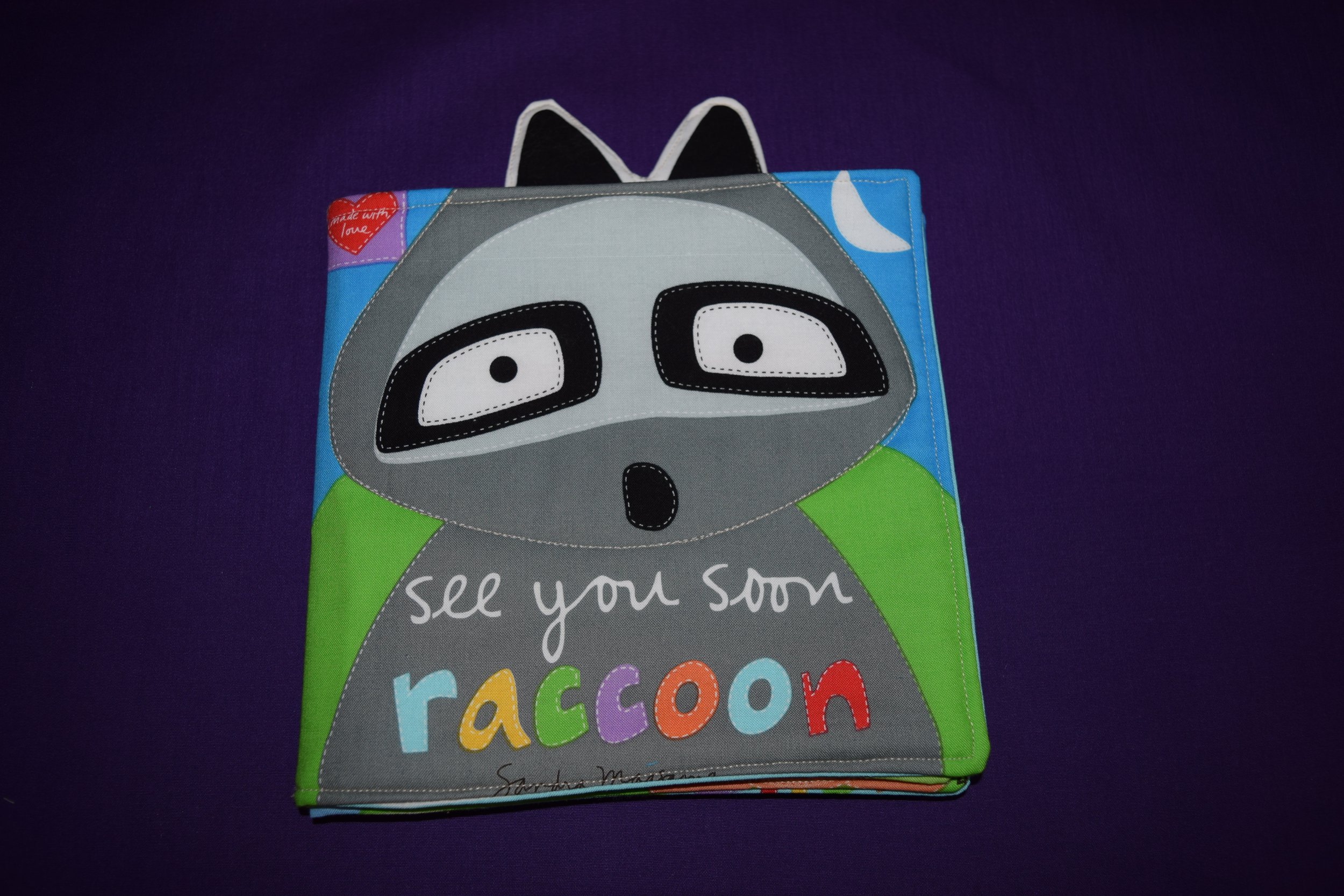 See You Soon Racoon Fabric Book