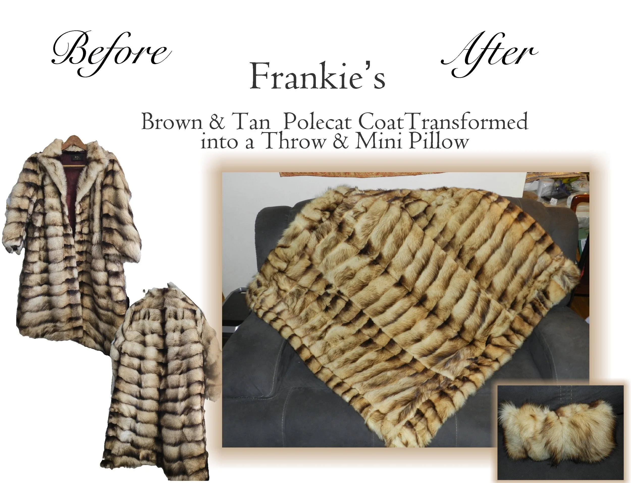 Frankie's Polecat Coat Transformed into a Throw &amp; Mini Pillow