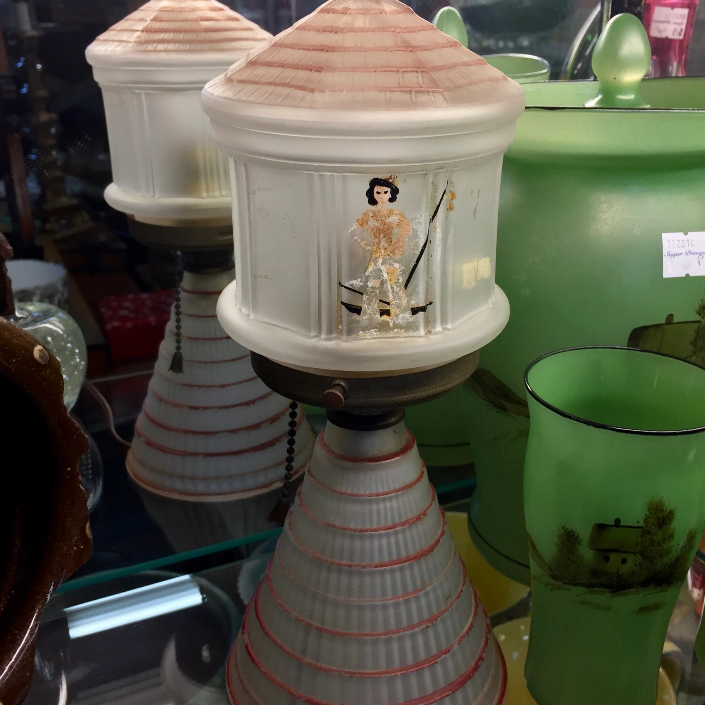 Painted Glass Lighthouse Lamp