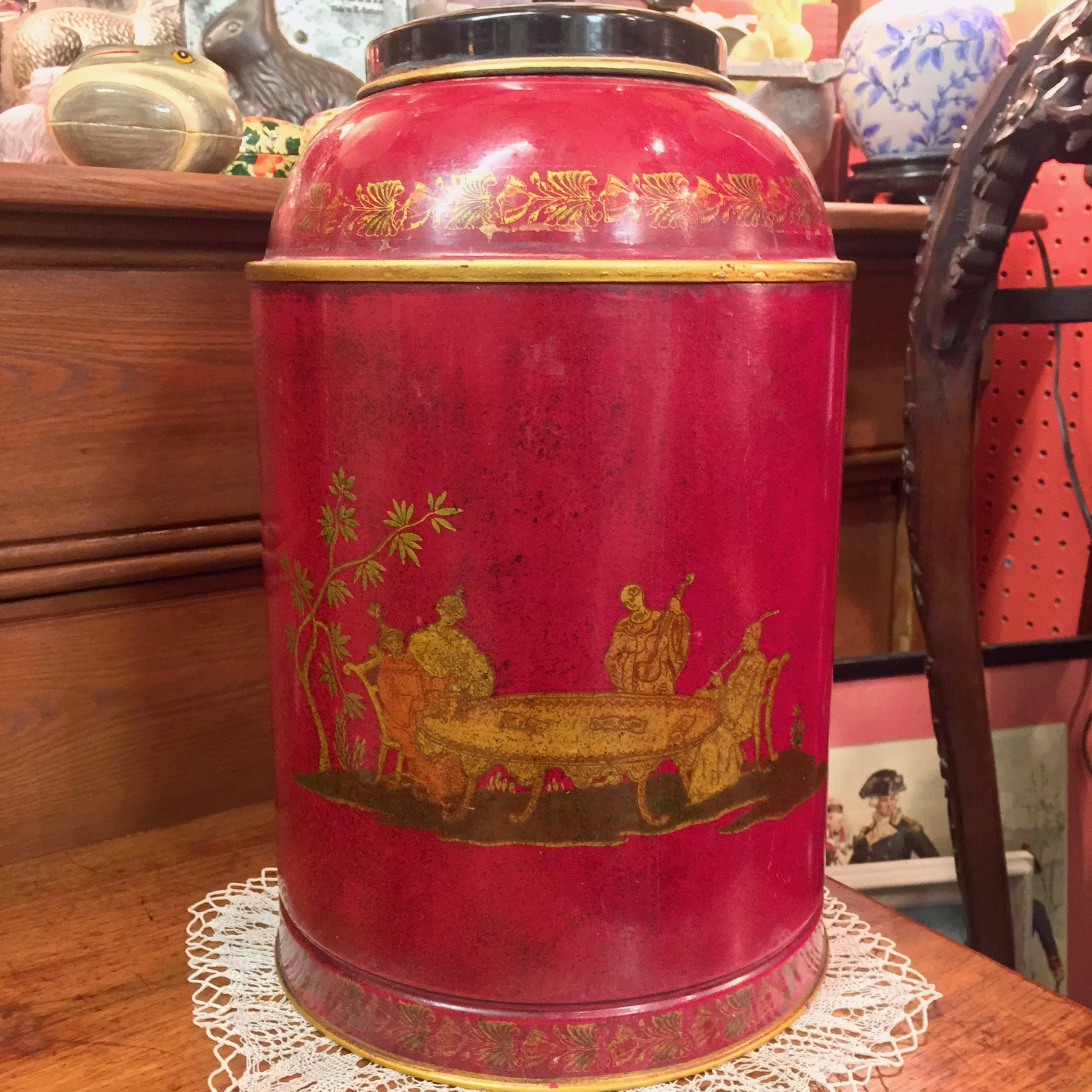 Tole Painted Tea Jar, Italy