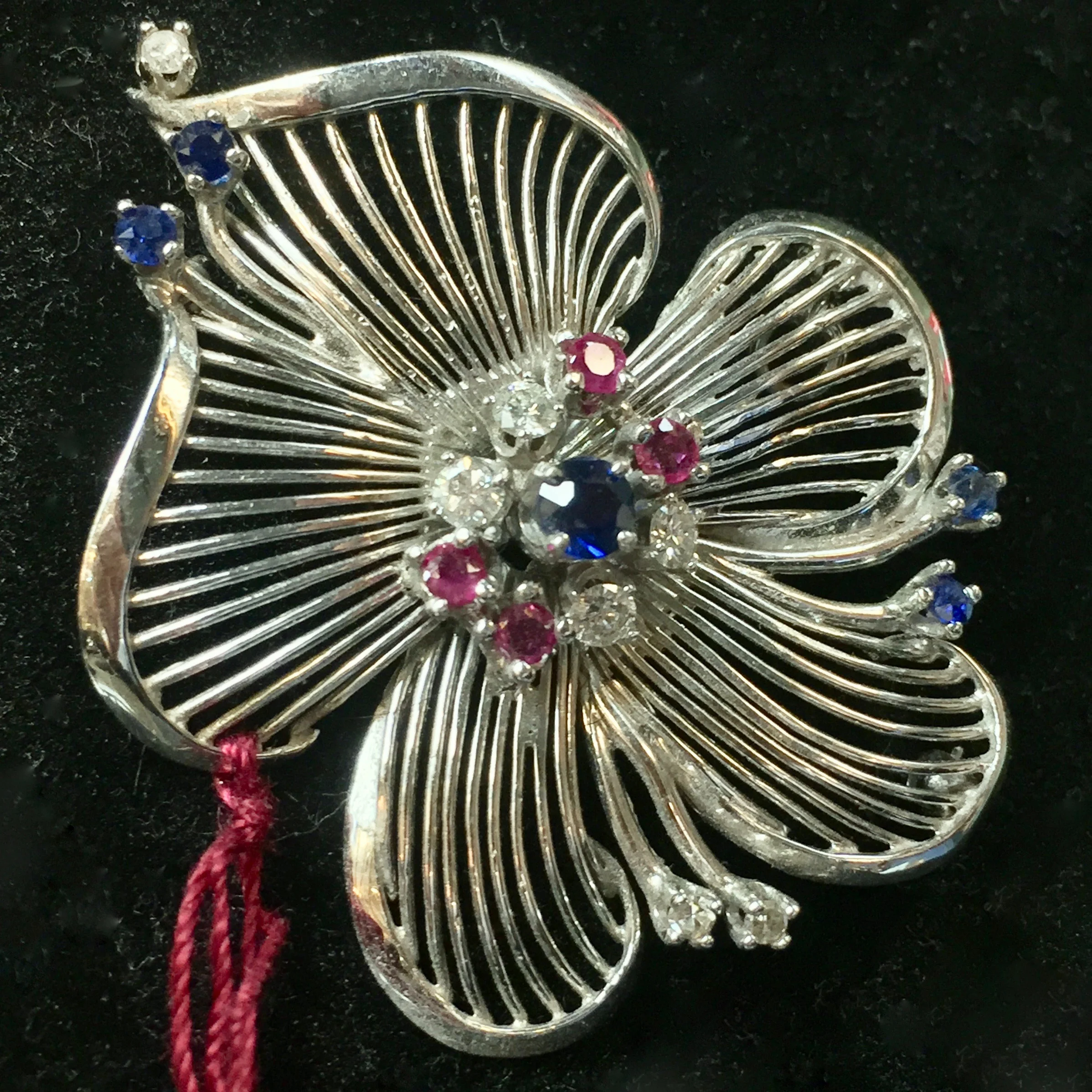 Pin with Diamonds, Rubies and Sapphires