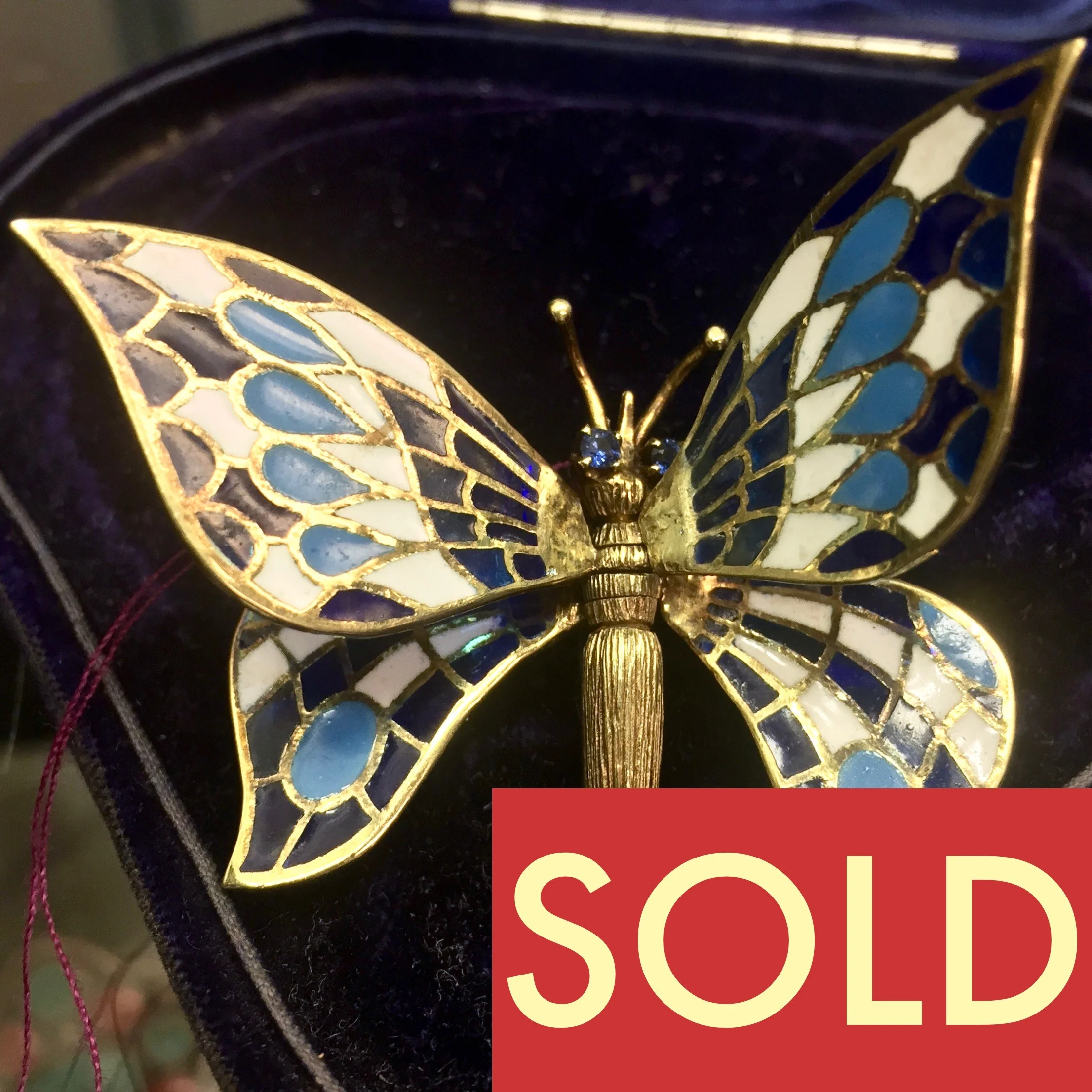 14 K Plique-à-jour Butterfly Pin