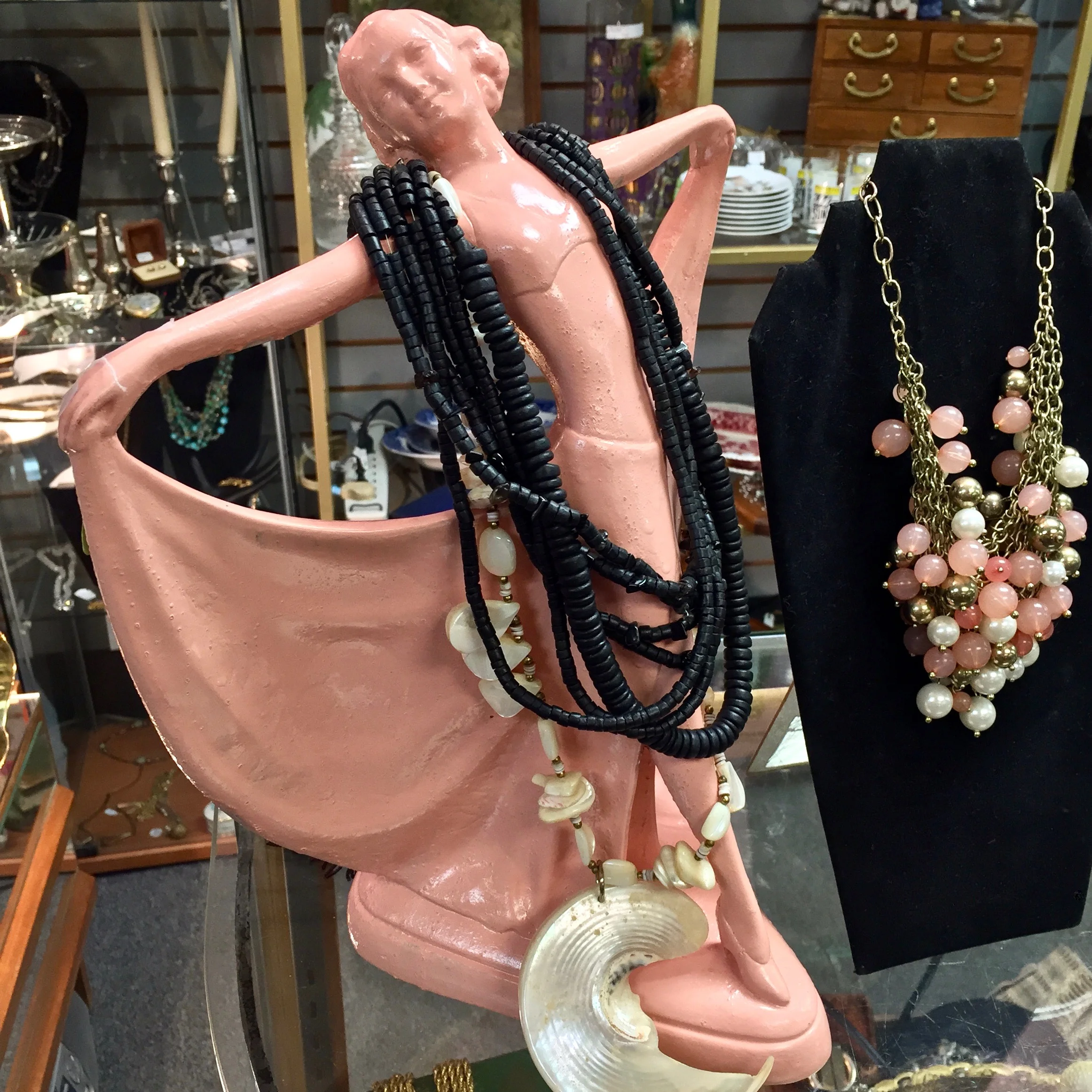 Pink Art Deco Flapper Statue